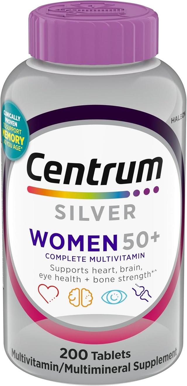 Product image of Centrum Silver Women's Multivitamin for Women 50 Plus, Multivitamin/Multimineral Supplement with Vitamin D3, B Vitamins, Non-GMO Ingredients, Supports Memory and Cognition in Older Adults - 200 Ct