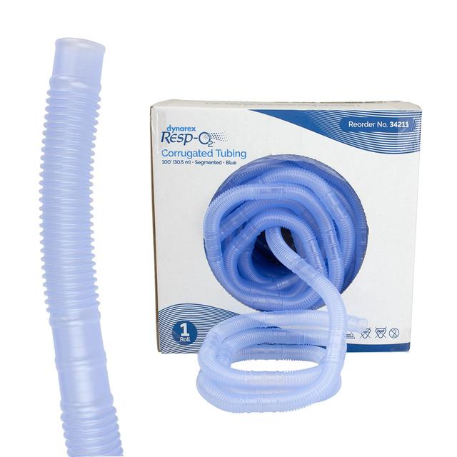 Product image of Dynarex Resp-O2 Corrugated Tubing - Clear Tubing for Nebulizer, Ventilator, IPPB Machine, Oxygen Therapy Systems - 100 ft Length with 6" Segments