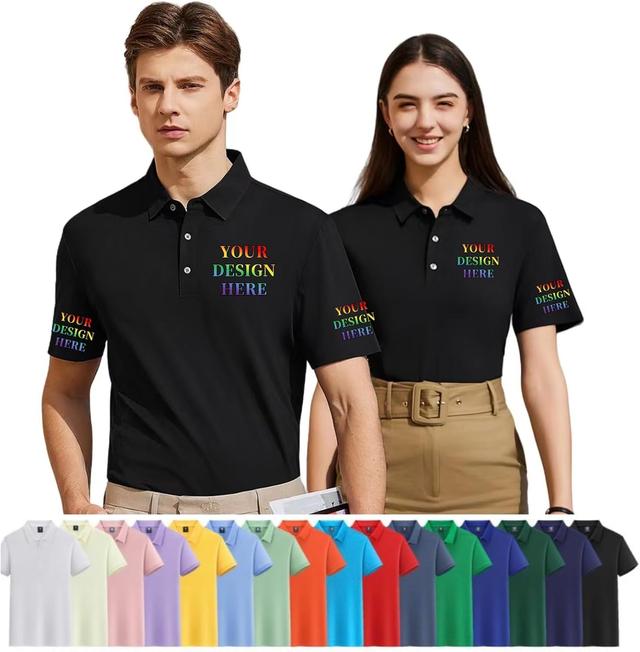 Product image of Custom Polo Shirt Add Your Own Logo Text, Personalized Golf Shirts for Men Women, Design for Work Casual