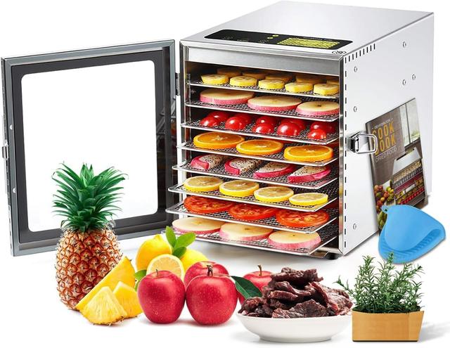 Product image of Food-Dehydrator Machine 8 Stainless Steel Trays, 500W Jerky Dehydrator for Meat, 190ºF Mushroom Dryer, 24H Timer Fruits Dryer for Herbs, Veggies, Yogurt & Dog Treats