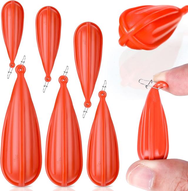 Product image of 6 Pieces Fishing Practice Plugs 6 Mixed Sizes Orange Bait Casting Practice Plug for Kids Improving Casting Skills (1/5 oz, 1/4 oz, 3/8 oz, 2/5 oz, 1/3 oz, 3/4 oz)