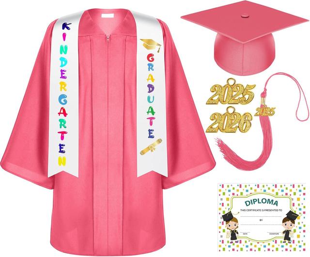 Product image of Lasnten Unisex Matte Kindergarten Graduation Gown Cap Tassel Set with 2025/2026 Charm Printed Stole for Kid Grad Gift
