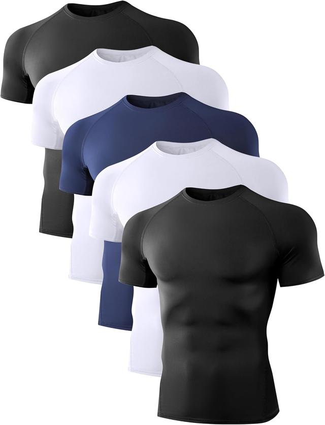 Product image of 5 Pack Men’s Compression Shirts Short Sleeve Cool Dry Sports Athletic Workout Base Layer Undershirt T-Shirt Tops