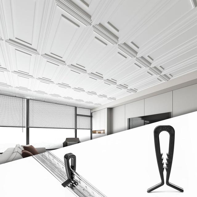 Product image of Art3d 100-Pack Hold-Down Clip for Drop Ceiling Tiles, 1.9 x 1 Inch Ceiling Grid Clips for Standard Ceiling Grid System
