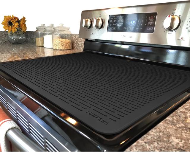 Product image of Stove Top Cover for Electric Stove - Silicone Stove Mat for Glass Top, Glass Cooktop Protector, XL Dish Drying Mats For Kitchen,Oven Covers for Electric Stove (Black,28 x 20)