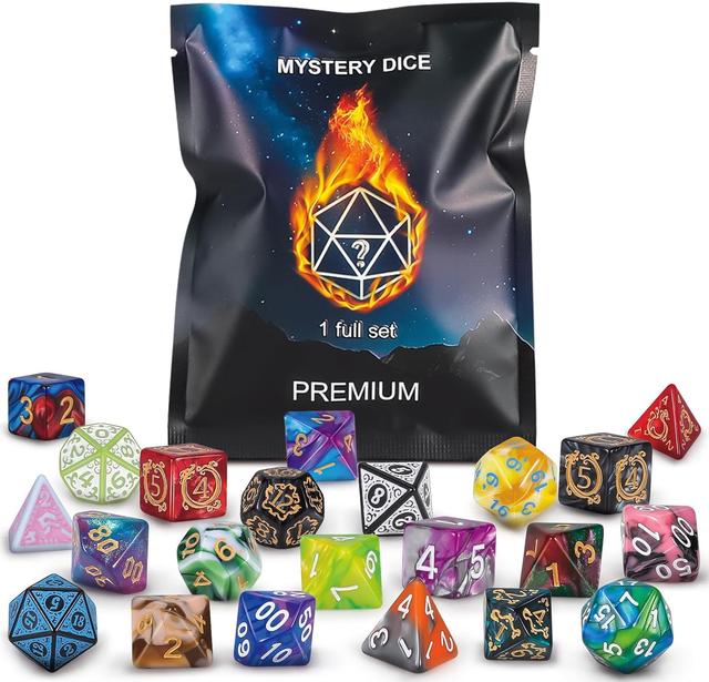 Product image of QMAY Polyhedral Dice - 8PCS Mystery Dice Set, Various Styles DND Dice, Random D&D Dice Patterns & Dice Bag, DND Gifts, Suitable for Dungeons and Dragons, RPG, MTG,Role Playing Table Game