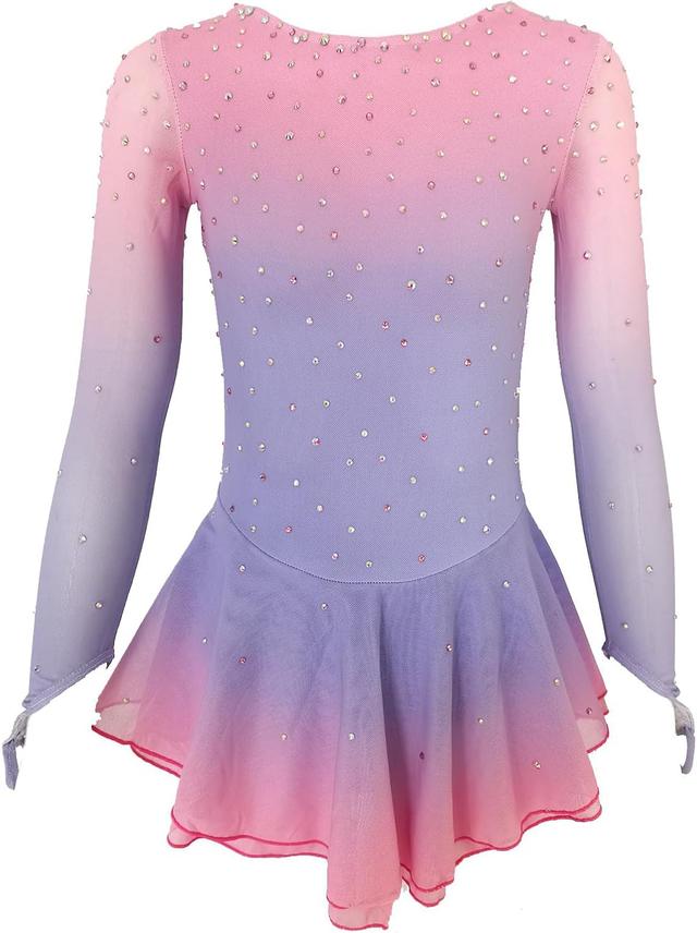 Product image of Girls' Pink Figure Skating Dress Show Uniform for Performance and Competition