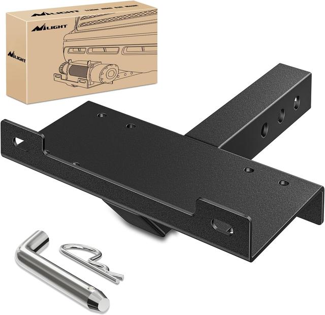 Product image of Nilight Universal Trailer Hitch Winch Mounting Plate 10 x 4 1/2 Winch Bracket Winch Mounting 2 Inch Receiver Hitch Heavy Duty Steel 16500Lbs Capacity for ATV UTV SUV Truck Pickup