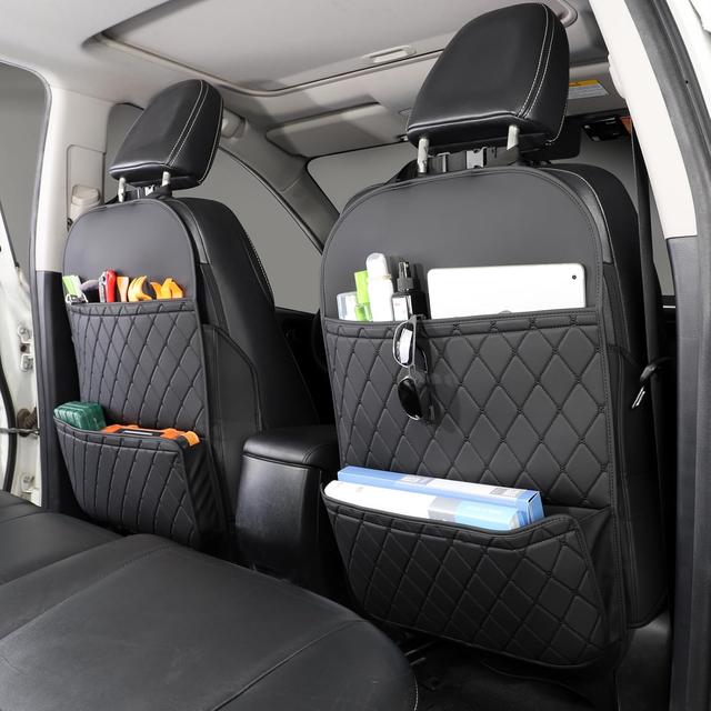 Product image of Seat Back Protector + Large Capacity Pocket Storage Organizer,Preventing the Impact of Children Stepping on the Seat Backrest (Black)