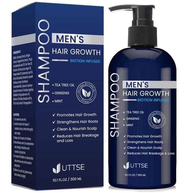 Product image of Biotion Hair Growth Shampoo for Men: Natural Thickening Shampoo with Tea Tree Oil Ginseng Mint for Hair Loss and Thinning Hair - 10.1 fl.oz, Dark Blue