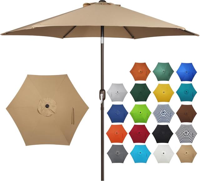 Product image of Blissun 7.5 ft Patio Umbrella, Yard Umbrella, Outdoor Market Umbrella with Push Button Tilt Crank (Tan)