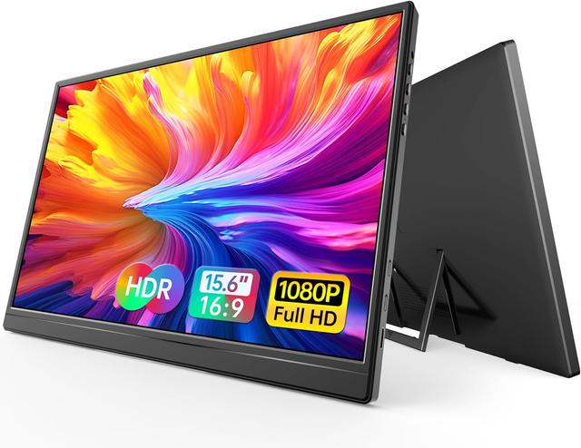 Product image of WGK Portable Monitor 15.6-inch 1080P USB-C HDMI Ultra Slim Travel Monitor with Kickstand for Laptop, PC, Mac Phone, PS, Xbox, Swich Gaming Monitor IPS Slim Zero Bezel