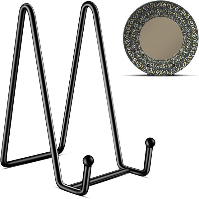 Product image of Kruodop 3 Pack 6 Inch Plate Stands for Display, Plate Holder Display Stand, Picture Frame Stand Black Metal Frame Holder Stands for Book,Small Easel,Decorative Plate,Photo and Platter,Tabletop Art