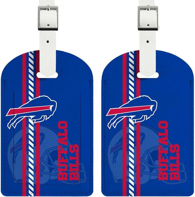 Product image of 2 Pack Leather Football Sport Fan Luggage Tag for Suitcase，Red Blue Design Travel Suitcase Tag with Privacy Flap Address Labels