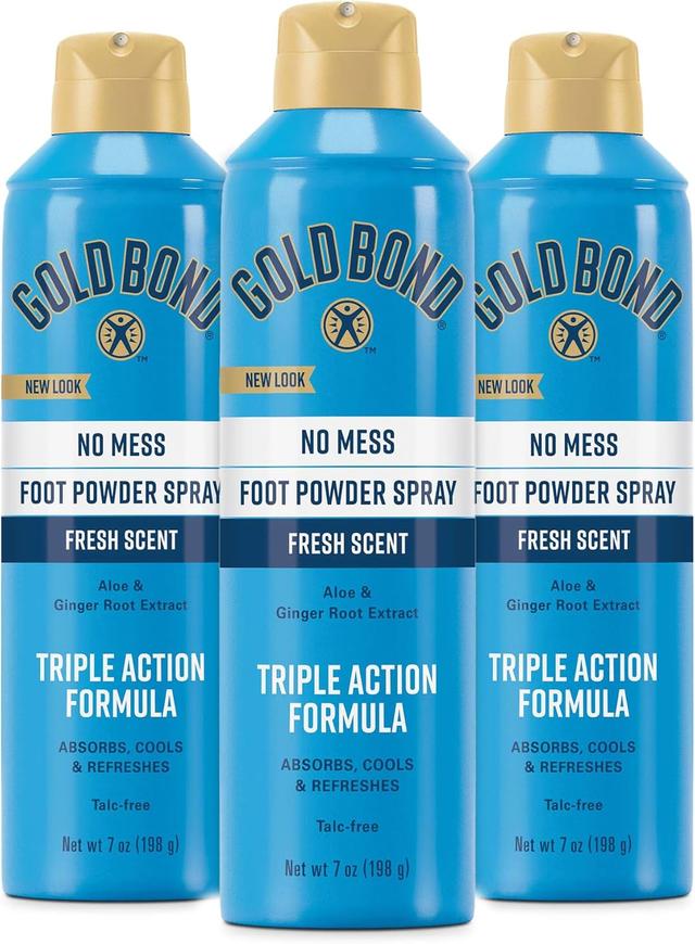 Product image of Gold Bond No Mess Talc-Free Foot Powder Spray, 7 oz., Fresh Scent, With a Triple Action Formula