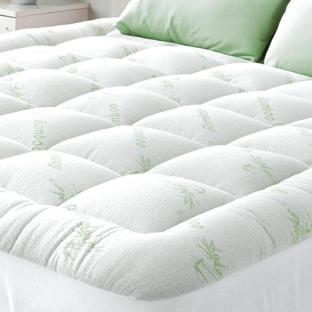 Product image of Ultra Soft Full Size Mattress Topper - Viscose Made from Bamboo Pillow Top Mattress Pad for Back Pain Relief - Naturally Cooling for Hot Sleepers, Green