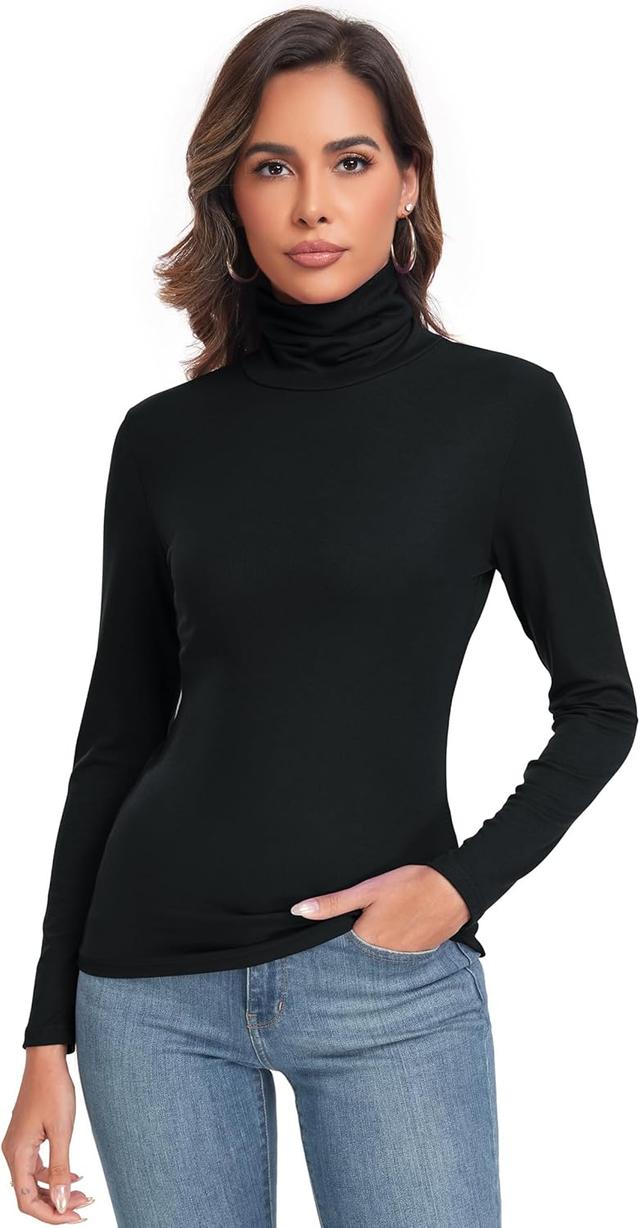 Product image of Women's Long Sleeve Casual Lightweight Turtleneck Top Slim Fit Thermal Active Layer Shirts