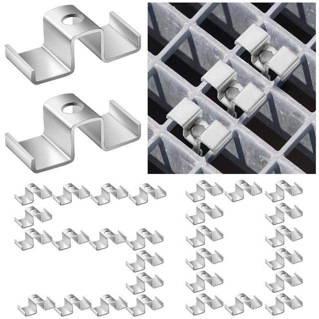 Product image of 50 Pcs Grating Clip Saddle Clip for Screw Size 1/4 Inch for Industrial Flooring Drainage Systems Mezzanines Walkways Stair Treads, 316 Stainless Steel
