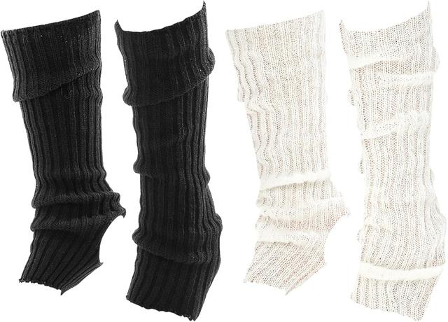 Product image of Leg Warmers for Kids, 2 Pairs Girl Knit Warmers, Dance Daily Leg Warmers for Girls (Black & White)