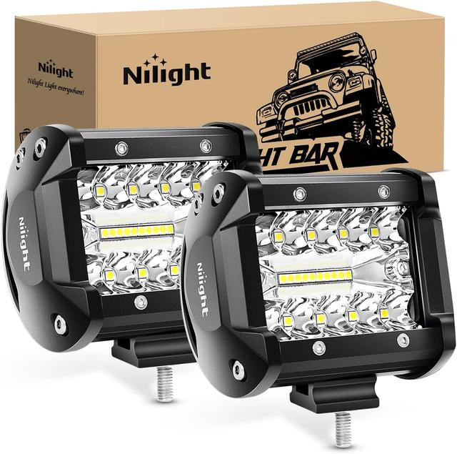 Product image of Nilight Led Light Pods 2PC 4Inch 60W Flood Spot Combo Triple Row Driving Lamp Roof Bumper Off Road LED Work Lights Pods for Van Camper Wagon Car Pickup Golf Cart ATV UTV SUV Truck Boat 4x4