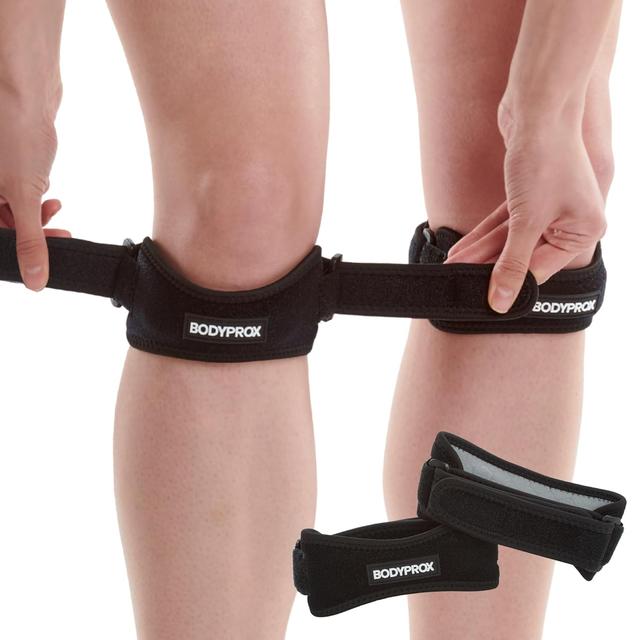 Product image of Bodyprox Patella Tendon Knee Strap 2 Pack, Knee Pain Relief Support Brace Hiking, Soccer, Basketball, Running, Jumpers Knee, Tennis, Tendonitis, Volleyball & Squats