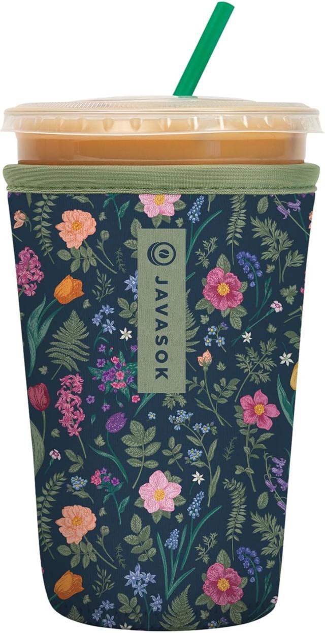 Product image of Sok It JavaSok Iced Coffee & Cold Soda Insulated Neoprene Cup Sleeve (Spring Noir, Medium: 22-28oz)