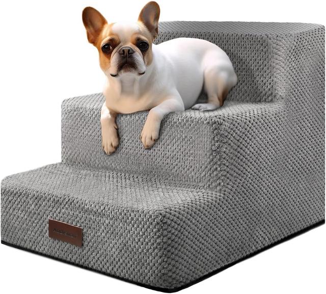 Product image of Dog Stairs for Small Dogs & Cats, 3-Step Non-Slip Pet Steps for Couch Sofa and Chair, Grey, 13.6" H