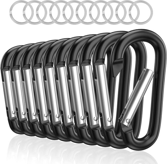 Product image of sprookber 3" Aluminum Carabiner D Ring, Caribeener Clips, Spring Snap Hook for Keychain Clip, Set of 10