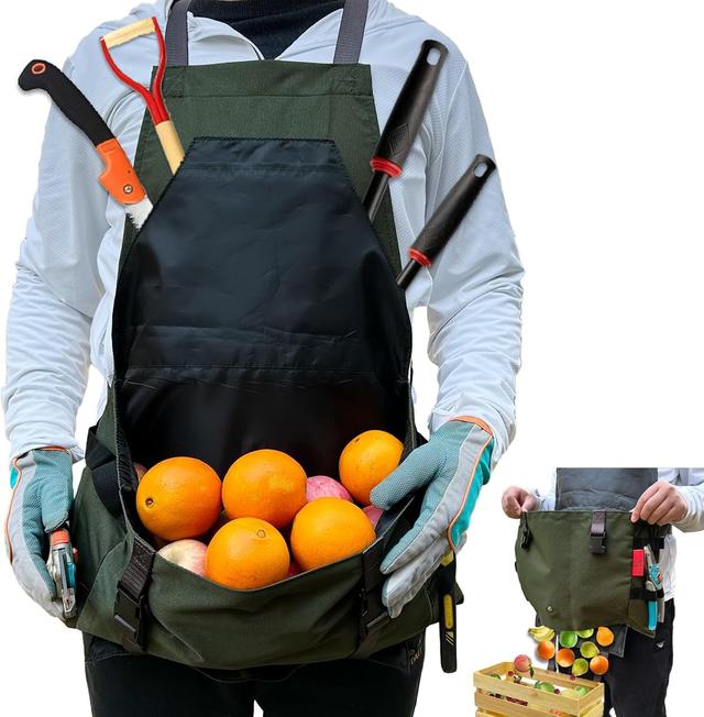 Product image of Gardening Apron Waterproof Cross Back Apron, 600D Heavy Duty Apron Harvest with Pockets and Quick Release