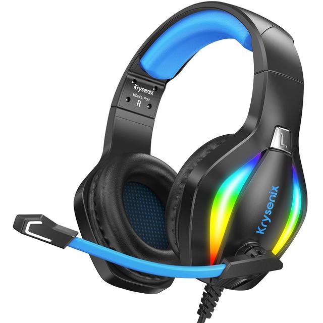 Product image of Krysenix PG1 Gaming Headset for PS4, PS5, PC, Switch, Xbox, Gaming Headphones with AI Stereo Microphone Sound, Computer Headset with 3.5mm Jack & RGB Light