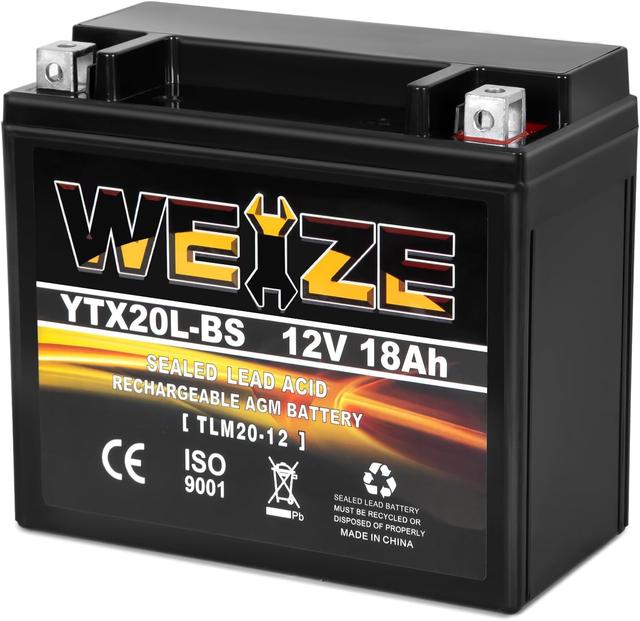 Product image of Weize YTX20L-BS High Performance Power Sports- Maintenance Free - Sealed AGM Battery ETX20L BS For Motorcycle ATV UTV snowmobile