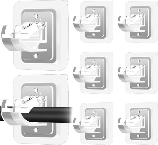 Product image of 8PCS No Drill Curtain Rod Brackets No Drilling Self Adhesive Curtain Rod Holder Hooks Nail Free Adjustable Curtain Rod Hooks Curtain Hangers for Bathroom Kitchen Home Bathroom and Hotel (Transparent)