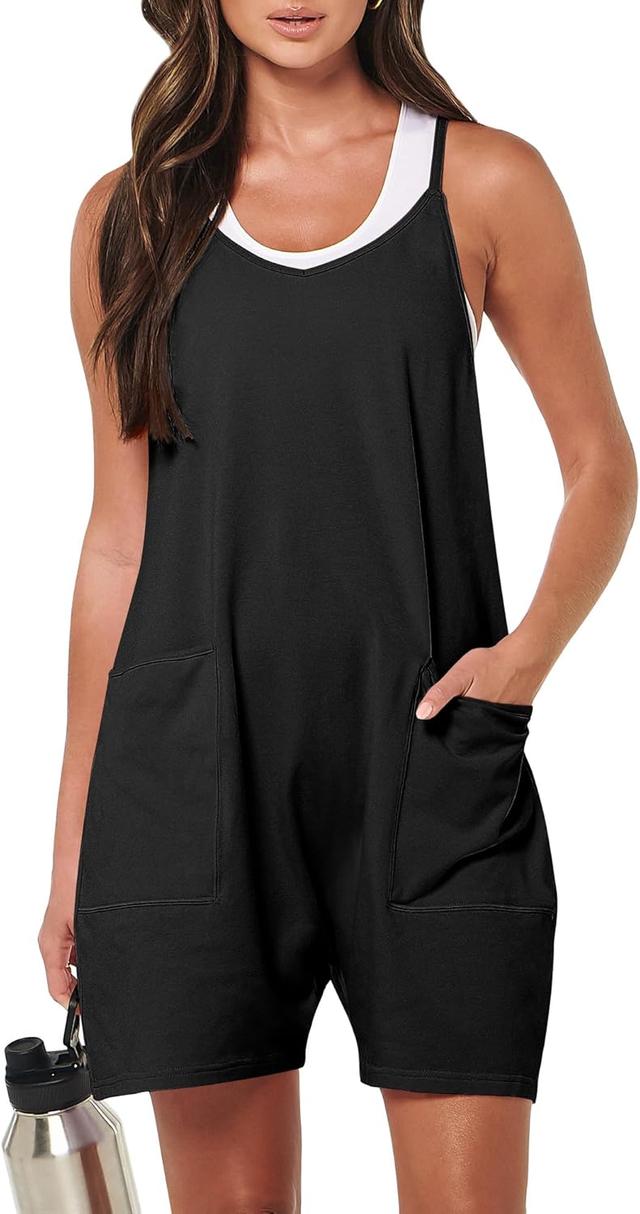 Product image of ANRABESS Womens Rompers Summer Casual Loose Sleeveless Overalls Spaghetti Strap Shorts Jumpsuit 2025 Beach Vacation Outfits