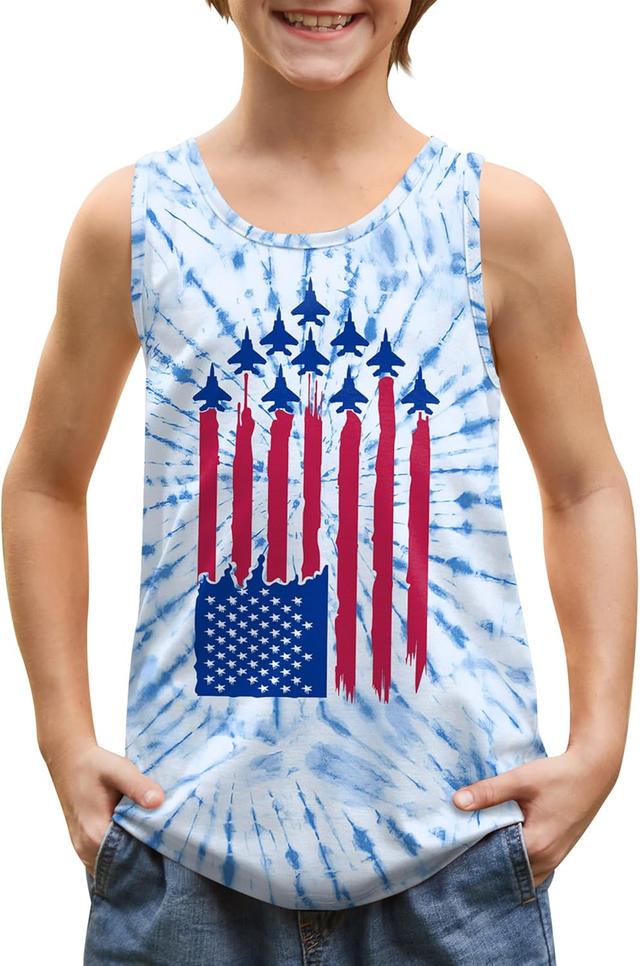 Product image of BesserBay Unisex Kid's 4th of July Tank Top American Flag Patriotic Cotton Sleeveless Shirt 4-14 Years