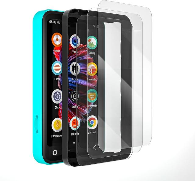 Product image of TIMMKOO 3 Pack Screen Protector Q3E and Q5 Q8 Mp3 Player, Anti-Scratch, HD Clear Tempered Glass Film with Easy Installation Frame