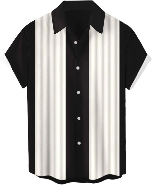 Product image of Men's Short Sleeve Button Up Hawaiian Shirt 1950s Vintage Bowling Shirts