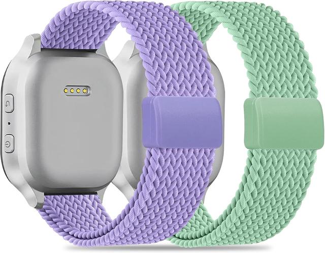 Product image of Magnetic Braided Band Compatible with Cosmo JrTrack 4/3/2 SE/2/JrTrack & Gizmo Adventrue 3 2 1/Gabb 3e 3 2 1/SyncUP Kids Watch 2 1, 2 Pack Soft Breathable Strap Easy Buckle for Boys Girls
