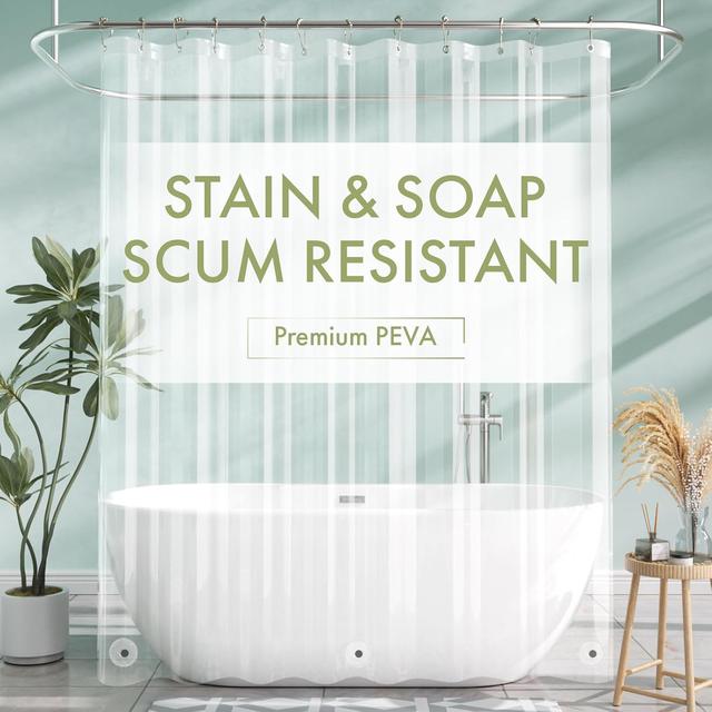Product image of AmazerBath Shower Curtain Liner, 72x72 Clear Shower Curtain Liner, Waterproof Plastic Shower Liner, Cute Lightweight PEVA Shower Curtain for Bathroom with 3 Magnets and 12 Rustproof Metal Grommets