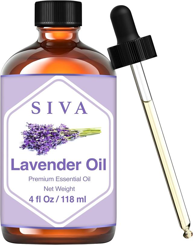 Product image of Siva Lavender Essential Oil 4 Fl Oz with Glass Dropper – 100% Pure, Natural, Undiluted & Therapeutic Grade, Amazing for Skin & Hair Care, Diffuser, Aromatherapy, Massage, DIY Soaps & Candles