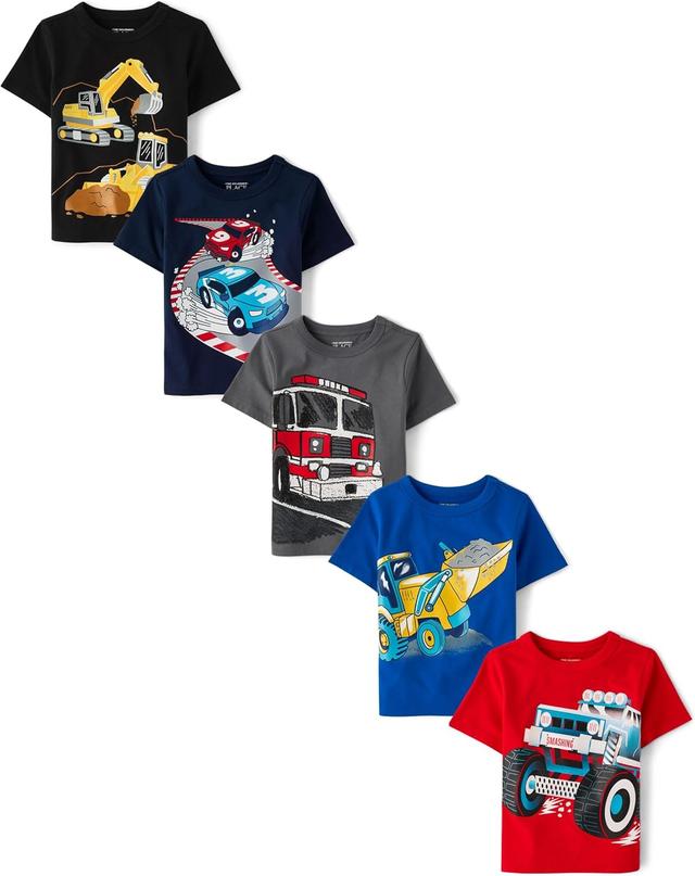Product image of The Children's Place Baby and Toddler Boys' Vehicle Short Sleeve Graphic T-Shirts, Multipack