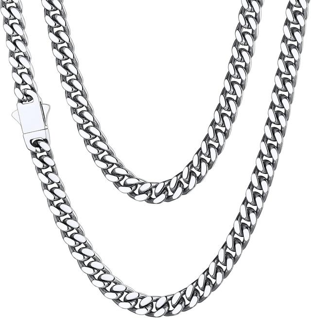Product image of ChainsHouse Stainless Steel Mens Cuban Link Chain, Black/18K Gold Miami Cuban Chain Necklace, 5mm/7mm/9mm/12mm/14mm Width, No Tarnish& Durable Hip Hop Mens Jewelry, 18"-30", Send Gift Box