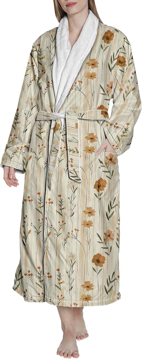 Product image of Ambesonne Bathrobe Unisex Sizes, Super Soft Double Layer, Plush Lined Microfiber Robe, Luxury Spa, Hotel, Generously Sized