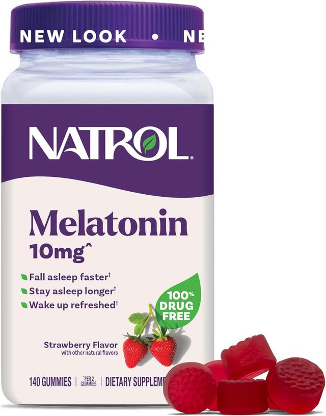 Product image of Natrol Melatonin Gummies, Sleep Support for Adults, Melatonin 10 mg, 140 Strawberry-Flavored, Up to 70 Days