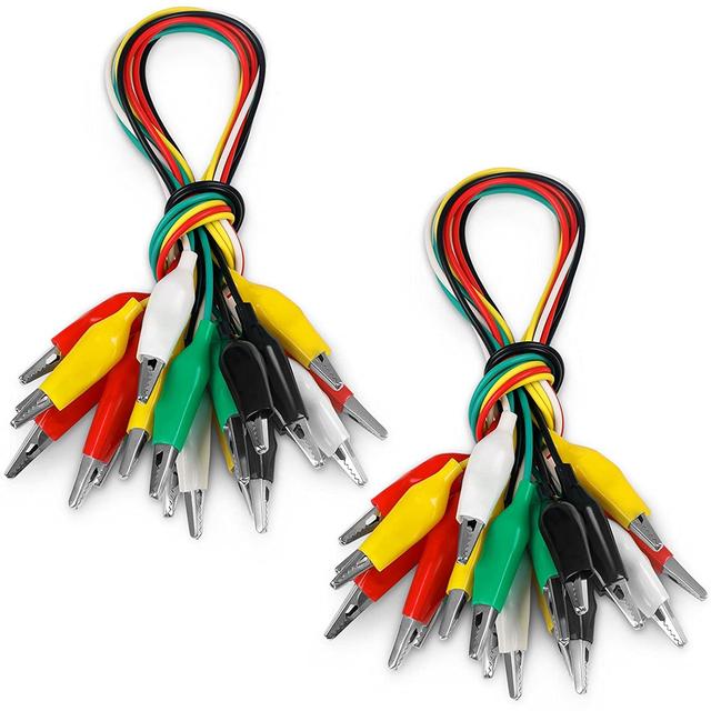 Product image of 20 PCS Alligator Clips Electrical, 5-Color 21.5inch Test Leads with Alligator Clips, Stamping Jumper Wires for Electrical Testing, Circuit Connection, Experiment