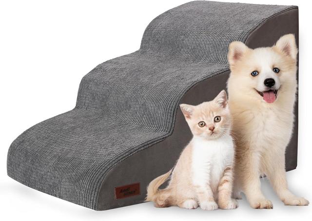 Product image of 3 Tiers Dog Ramp and Stairs for Beds Or Couches - Non-Slip Sturdy Pet Steps - for Small Dogs to get on High Bed