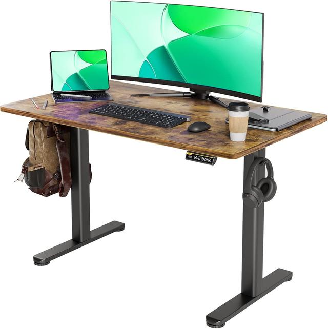 Product image of Claiks Electric Standing Desk, Adjustable Height Stand up Desk, 24x48 Inches Sit Stand Home Office Desk with Splice Board, Black Frame/Rustic Brown Top