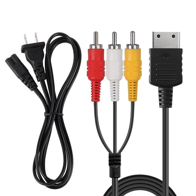 Product image of Power Cord and AV Cable for Dreamcast, 2 Prong Power Supply & Audio Video RCA AV Cable Compatible with Sega Dreamcast DC Console
