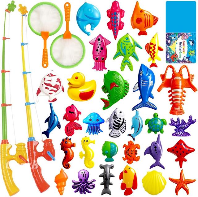 Product image of CozyBomB™ Magnetic Fishing Toys Game Set for Kids | Water Table Bathtub Kiddie Pool Party & Pole Rod Net, Plastic Floating Fish Toddler Color Ocean Sea Animals Birthday Age 3 4 5 6 Year