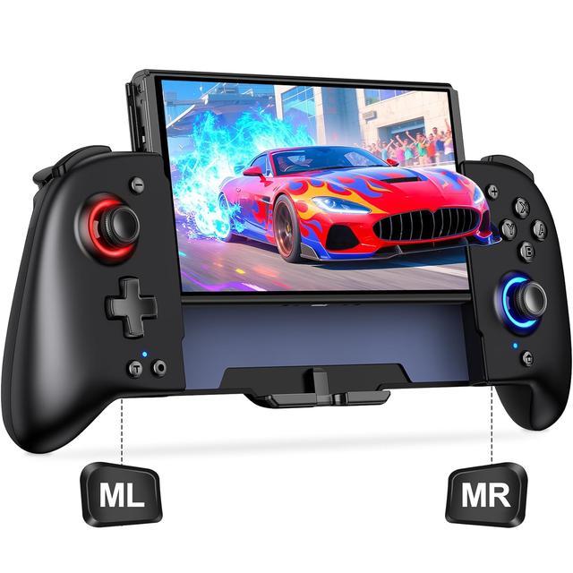 Product image of Switch Controllers Compatible with Nintendo Switch/OLED, One-Piece Joypad Controller Replacement for Switch Pro Controller with 9 Lights Color, Switch Remote for Users Who Prefer Handheld Mode