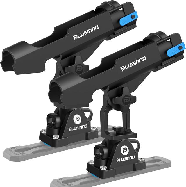 Product image of PLUSINNO 2 in 1 Fishing Rod Holders for Boat, Kayak Fishing Rod Holder, Fishing Pole Holders for Track Mount / Deck Mount, Fishing Gear with Fishing Rod Protective Strap, Fishing Accessories & Gifts